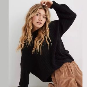 Aerie | real good buttercream crewneck sweater in true black